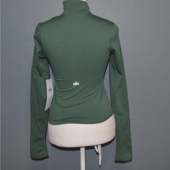 NEW ALO Yoga Soft Sculpt Precision 1/4 Zip Long Sleeve Clover Green Top XS - Picture 9 of 16